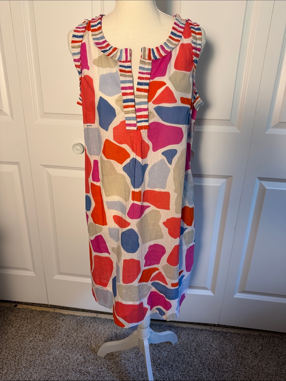 Gretchen Scott Sleeveless Multicolor cotton  Print Shift Dress M